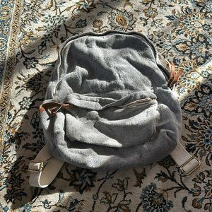 Gray fabric backpack
